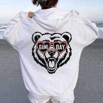 Game Day Bear Women Oversized Hoodie Back Print - Thegiftio UK