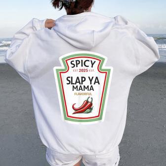 Halloween 2025 Red Spicy Slap Ya Mama Diy Women Oversized Hoodie Back Print - Thegiftio UK