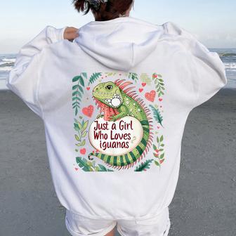 Iguana Lovers Just A Girl Who Loves Iguanas Women Oversized Hoodie Back Print - Thegiftio UK
