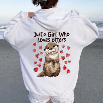 Otter Lovers Just A Girl Who Loves Otters Women Oversized Hoodie Back Print - Thegiftio UK