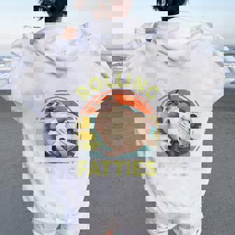 Rolling Fatties Siamese Cat Breed Mom Dad Kitten Retro Women Oversized Hoodie Back Print | Mazezy