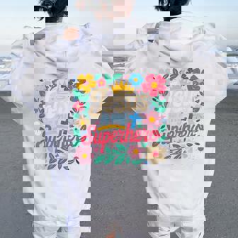 Girls Jesus Is My Superhero Christian Toddler Sister God Mom Women Oversized Hoodie Back Print | Seseable CA