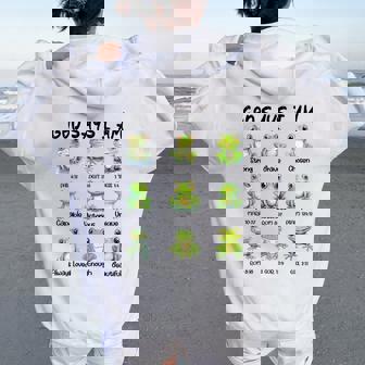 God Says I Am Christian Frog Love Religious Jesus Women Oversized Hoodie Back Print | Mazezy