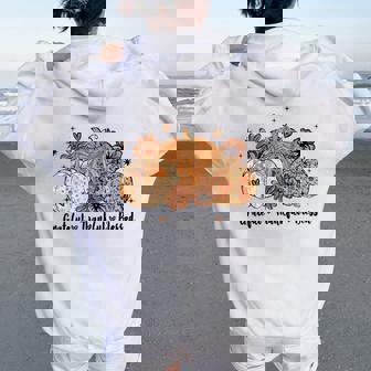 Grateful Thankful Blessed Pumpkin Thanksgiving Autumn Fall Women Oversized Hoodie Back Print | Mazezy