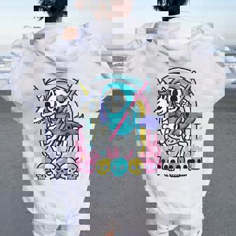 Grim Reaper Riding Skeleton Unicorn Halloween Pastel Rainbow Women Oversized Hoodie Back Print | Seseable FR