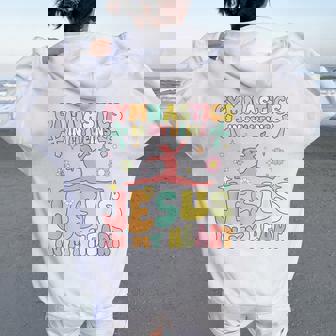 Gymnastics In Veins Jesus In My Heart Groovy Gymnast Acrobat Women Oversized Hoodie Back Print - Thegiftio