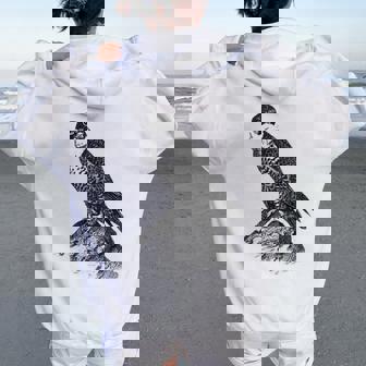 Halcón Peregrino Falconry Regalo De Aves De Rapiña Cuello Women Oversized Hoodie Back Print - Regaloses