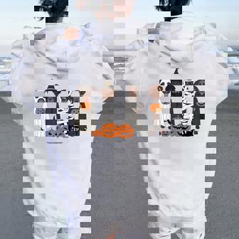 Halloween Brown Labrador Ghost Spooky Chocolate Lab Dog Mama Women Oversized Hoodie Back Print | Mazezy