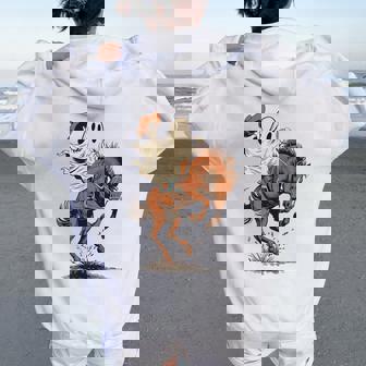 Halloween Western Cowboy Ghost Rodeo Horse Country Women Oversized Hoodie Back Print | Seseable FR