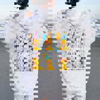 Happy Duck Face Farmyard Chick Colorful Bird Birthday Duck Women Oversized Hoodie Back Print | Mazezy