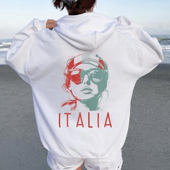 Italian Outfit For Girl Ragazza Italia Apparel Italy Women Oversized Hoodie Back Print | Mazezy
