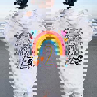 J'ai Déjà 2 Ans Anniversaire Arc-En-Ciel Pour Fille Sweat à capuche oversize pour femme avec imprimé dans le dos - Cadeauxyz