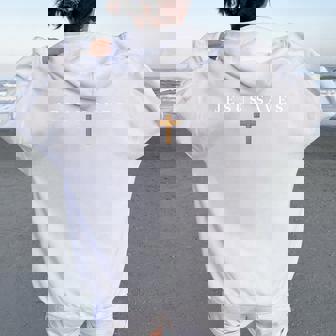 Jesus Saves Cross Christian Faith God Bible Religious Pray Women Oversized Hoodie Back Print - Thegiftio