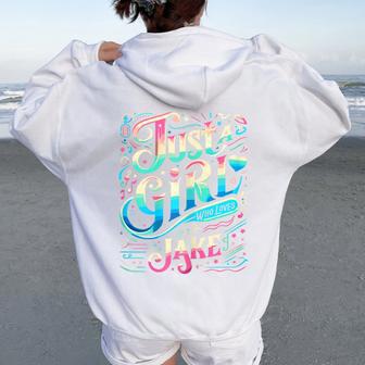 Just A Girl Who Loves Jake Cute Jake Women Oversized Hoodie Back Print - Thegiftio UK