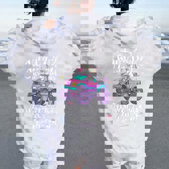 Just A Girl Who Loves Monster Trucks And Unicorns Women Oversized Hoodie Back Print | Seseable CA