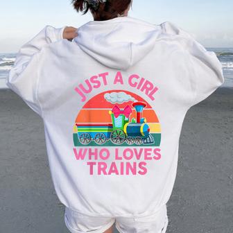 Just Girl Loves Trains- Toddler Train Toddler Women Oversized Hoodie Back Print - Thegiftio UK