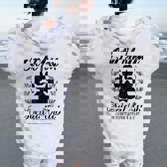 Laie Féline De Cute Paw Est Meilleure Avec Catsocial Club Cat Mum Sweat à capuche oversize pour femme avec imprimé dans le dos - Cadeauxyz