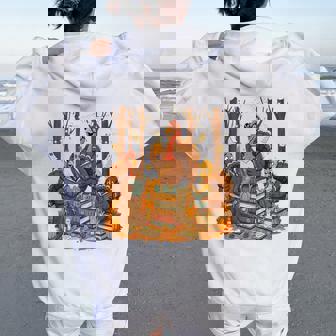 Librarian Turkey Reading Book Fall Thanksgiving Teacher Book Women Oversized Hoodie Back Print - Thegiftio