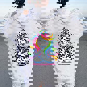 Licorne Yoga Méditation Cool Sweat à capuche oversize pour femme avec imprimé dans le dos - Cadeauxyz