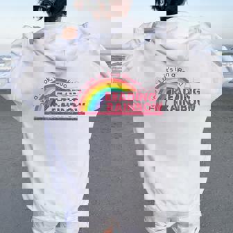 Take A Look A Book Vintage Reading Librarian Rainbow Women Oversized Hoodie Back Print - Thegiftio