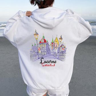 Lucerne Switzerland Souvenir Lucerne Women Oversized Hoodie Back Print | Mazezy