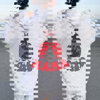 Mama Ladybug First Birthday Girl Family Matching Party Women Oversized Hoodie Back Print - Thegiftio