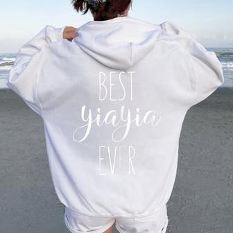 Meilleur Yiayia Jamais Grand-Mère Grecque Drôle Aime Mon Yiayia Sweat à capuche oversize pour femme avec imprimé dans le dos - Cadeauxyz