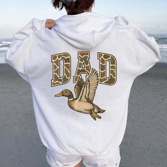 Men's Camo Dad Mallard Duck Hunting Camouflage Dog Hunting Women Oversized Hoodie Back Print - Thegiftio UK