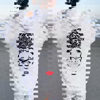 Messy Bun Queen Melanin Black African Black History Women Oversized Hoodie Back Print | Mazezy