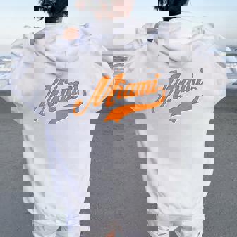 Miami Retro Script 305 City Pride Dade South Florida Women Oversized Hoodie Back Print | Mazezy