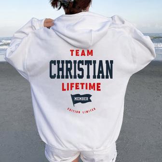 Miembroitalicio Del Equipo Christian Nombre Divertido Christian Women Oversized Hoodie Back Print - Regaloses