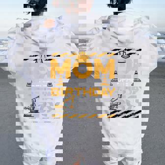 Mom Of Birthday Boy Excavator Construction Bday Party Women Women Oversized Hoodie Back Print | Seseable CA