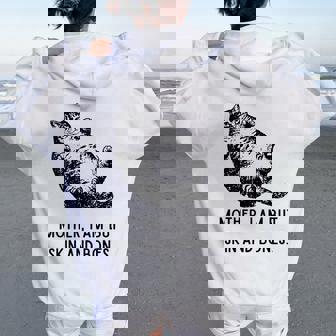 Mother I Am But Skin And Bones Cat Mom Cat Lover Women Oversized Hoodie Back Print | Seseable FR