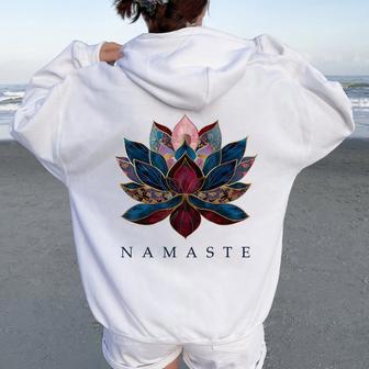 Namaste Lotus Flower Zen Buddhism Yogi Buddhist Buddha Yoga Women Oversized Hoodie Back Print - Thegiftio UK