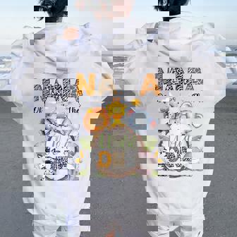 Nana Of The Wild One 1St Birthday Boy Safari Animals Women Oversized Hoodie Back Print | Seseable CA