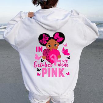 In October We Wear Pink African American Toddler Girls Women Oversized Hoodie Back Print - Thegiftio UK