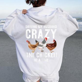 One Chicken At A Time Chicken Lady Wife Mom Women Oversized Hoodie Back Print - Thegiftio UK