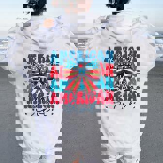 Patriotic American Girl 4Th Of July Coquette Bow Usa Flag Women Oversized Hoodie Back Print | Mazezy