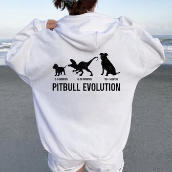 Pitbull Evolution Dog Lover Puppy Pitbull Mom Dad Women Oversized Hoodie Back Print - Thegiftio UK