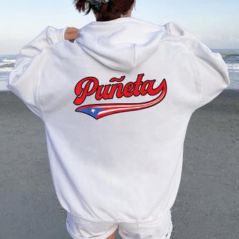 Puñeta Puerto Rico Puerto Rican Flag Saying Women Oversized Hoodie Back Print - Thegiftio UK