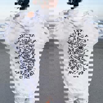 Radicalized By Basic Decency Floral Social Justice Feminist Women Oversized Hoodie Back Print | Seseable CA