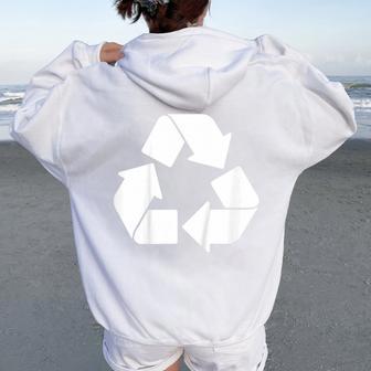 Recycling Logo Earth Day Toddler Boy Recycle Symbol Girls Women Oversized Hoodie Back Print - Thegiftio