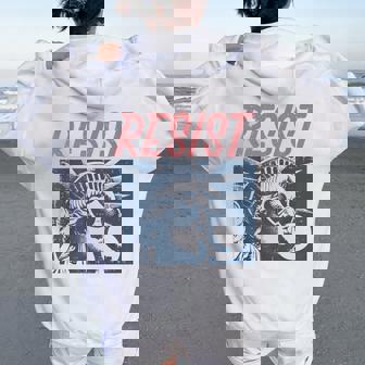 Resist Statue Liberty Bubblegum Protest Equality Women Women Oversized Hoodie Back Print | Mazezy