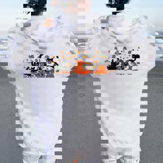 Retro Black Cats Fall Autumn Vibe Leaves Falling Women Oversized Hoodie Back Print | Seseable CA