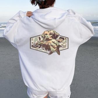 Retro Old Camo Duck Hunting Lab Dog Labrador Southern Boy Women Oversized Hoodie Back Print - Thegiftio UK