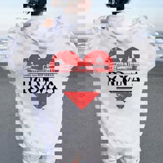 Roma Italia Amor Corazónilueta Arte Roma Italiaouvenir Women Oversized Hoodie Back Print - Regaloses