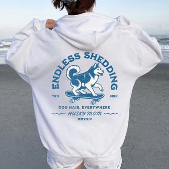 Siberian Husky Ice Skating Dog Husky Mom Women Oversized Hoodie Back Print - Thegiftio UK