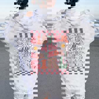 Sister Of The Birthday Girl Family Groovy Birthday Party Women Oversized Hoodie Back Print | Mazezy