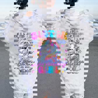 Sister Of The Birthday Girl Unicorn Flower Family Matching Women Oversized Hoodie Back Print | Seseable UK