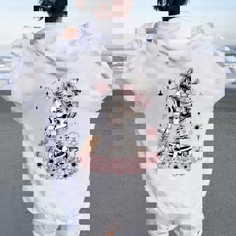 Skeleton Messy Bun Costume Mom Halloween Women Oversized Hoodie Back Print - Thegiftio